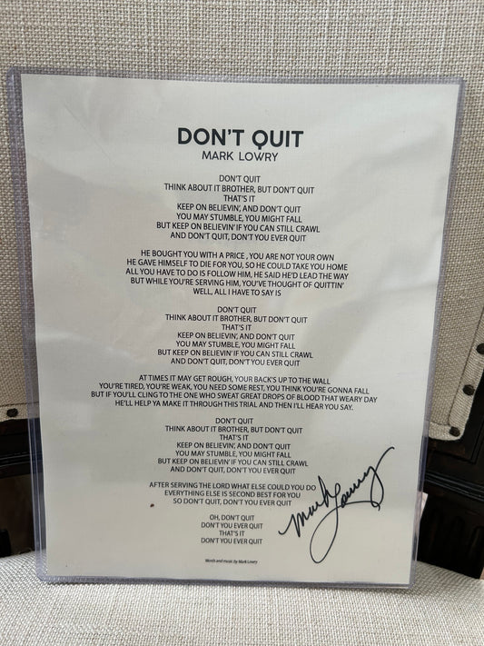 Autographed Lyrics